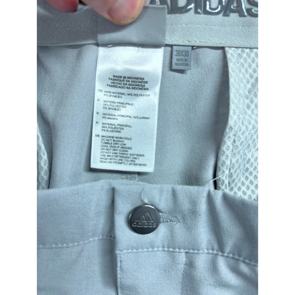 Adidas Ultimate Golf Pants Mens 38x30 Grey Flat Front Stretch BC1606 Trousers